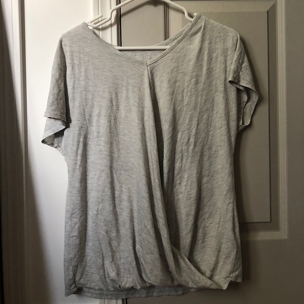 Short Sleeve Grey V-Neck
